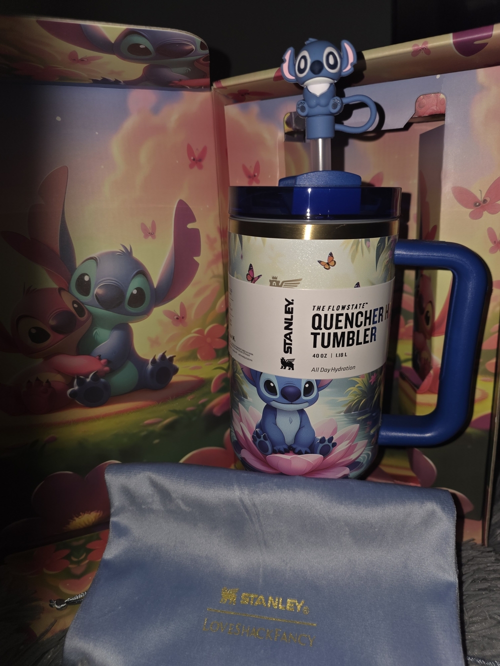 Stanley Quencher Tumbler - Blue Stitch Floral Design